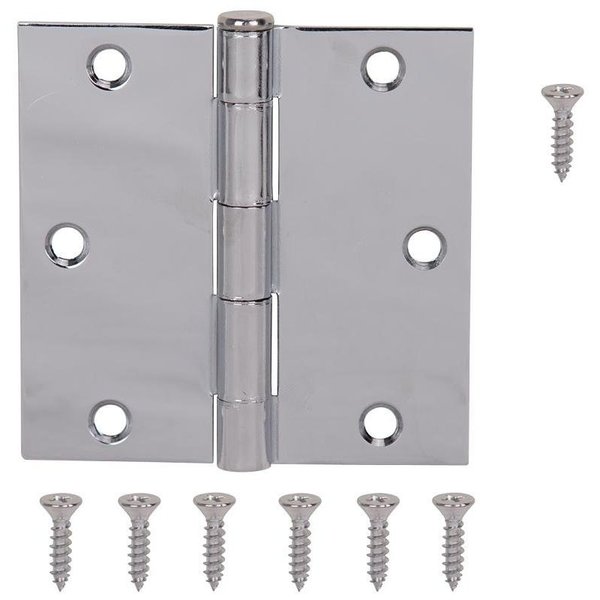 Prosource Square Corner Door Hinge, Steel, Chrome, Loose Pin, 180 deg Range of Motion, Screw Mount Mounting 20338BCX